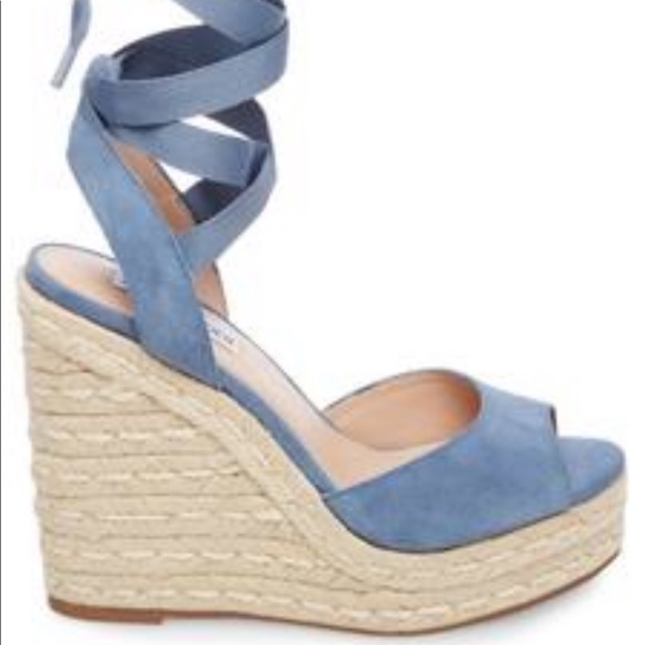 blue suede wedge shoes